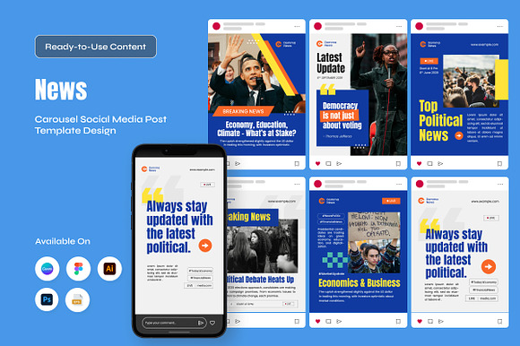 Digital News Carousel for Sosmed preview 6
