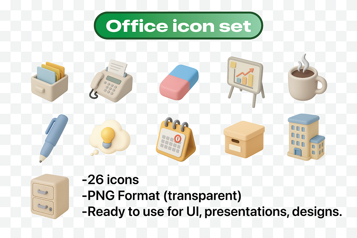 Office 3D Icons set PREMIUM, a Solid Icon by Iwanistic (Photo 3 of 7)