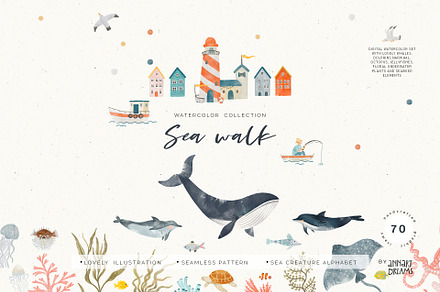Watercolor Sea collection, an Animal Illustration by annartdreams