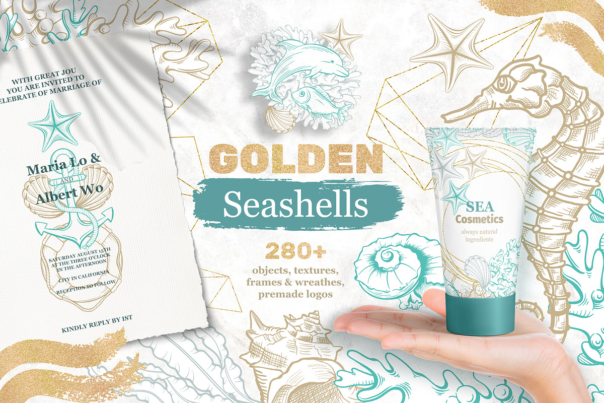 Golden Seashells Collection, an Object Graphic by ilonitta (Photo 1 of 19)