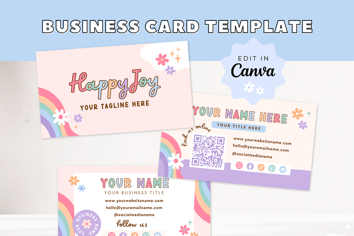 Rainbow Business Card Canva Template, a Business Card Template by Summit Avenue (Photo 7 of 7)