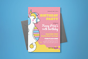 Unicorn Birthday Invitation, an Invitation Template by graphicook (Thumbnail 2 of 3)