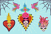 Mexican Tin Milagro Hearts Graphics, a Decorative Illustration by Dapper Dudell (Thumbnail 2 of 3)