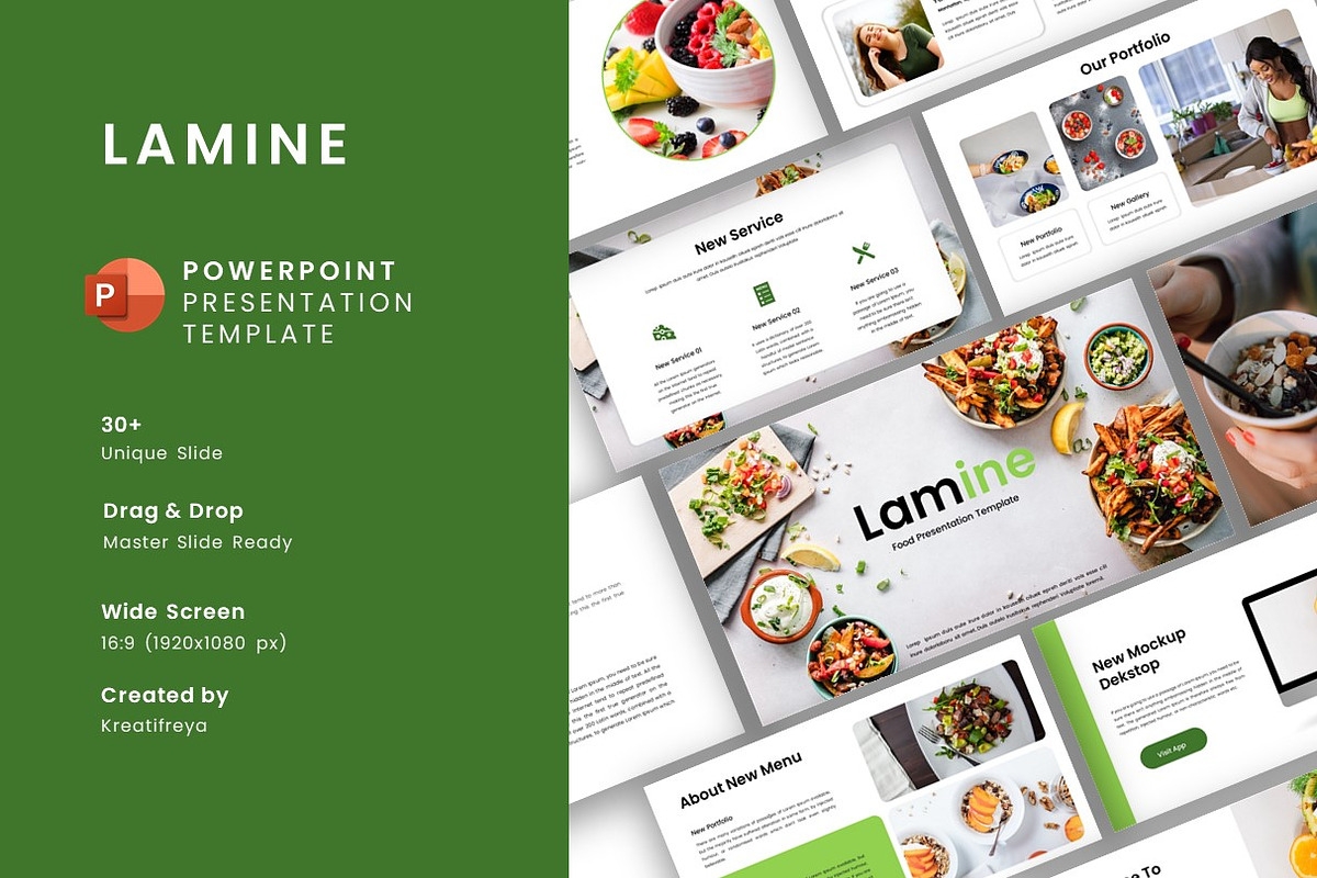 Lamine – Food PowerPoint Template, a Presentation Template by kreatifreya (Photo 1 of 5)