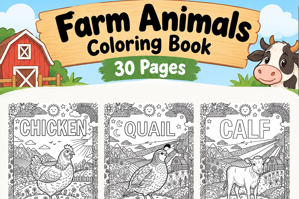 Farm Animal Coloring Book for Kids, an Education Illustration by Mohammad Sarfaraz (Photo 9 of 11)