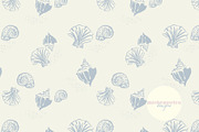 Modern Seashells Pattern- Cream Blue, a Pattern Graphic by Mieken Petra Designs (Thumbnail 1 of 2)