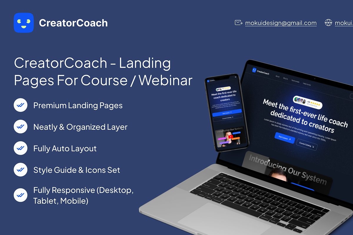 Landing Pages for Course / Workshop, an UI Kit Template by MokuiDesign (Photo 1 of 4)