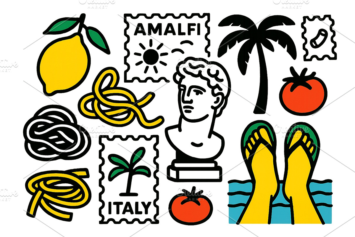 Elements of Amalfi Coast culture, a Food Illustration by ZinetroN