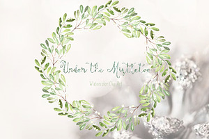 Mistletoe. Watercolor Clipart.