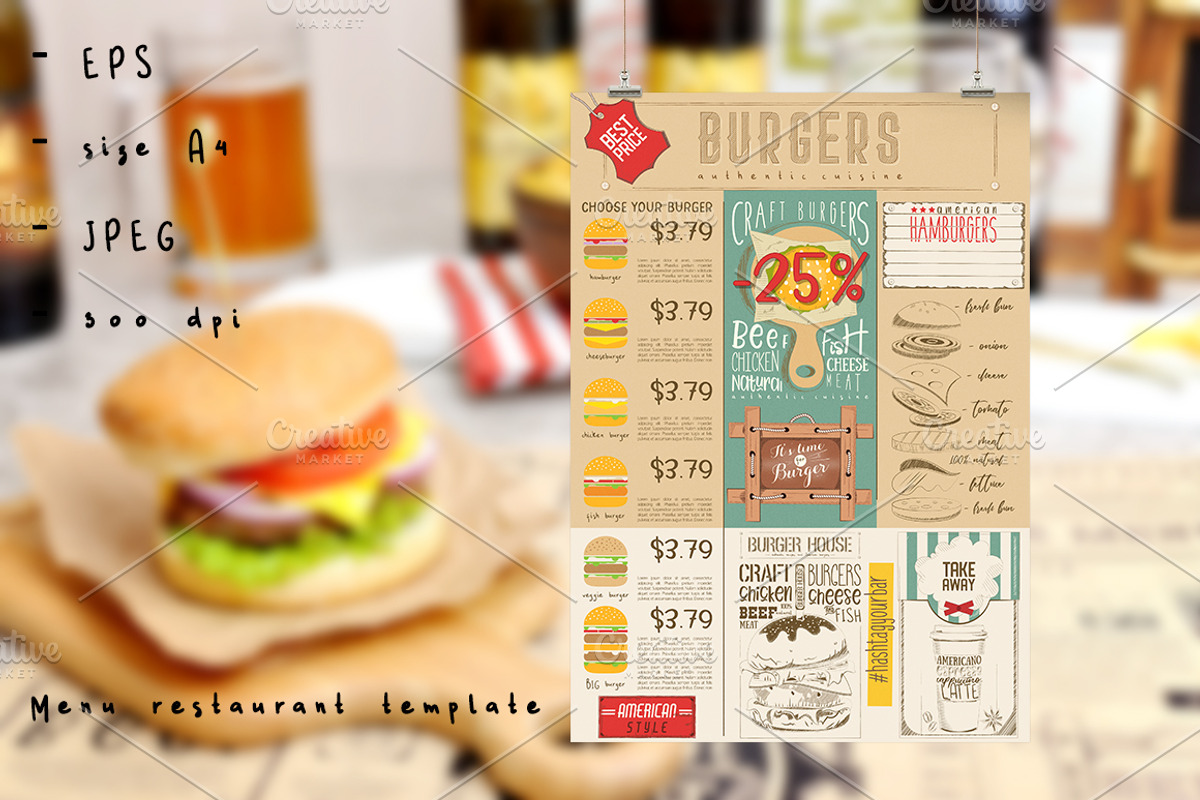 Burger Menu Template, a Templates & Theme by ELFIVETROV DESIGN (Photo 1 of 2)