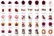 Burgundy Autumn Clipart Bundle, an Object Illustration by Daffodil Dream Studio (Thumbnail 4 of 7)