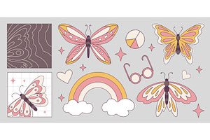 Retro style butterflies set isolated, an Animal Illustration by art PVP - market