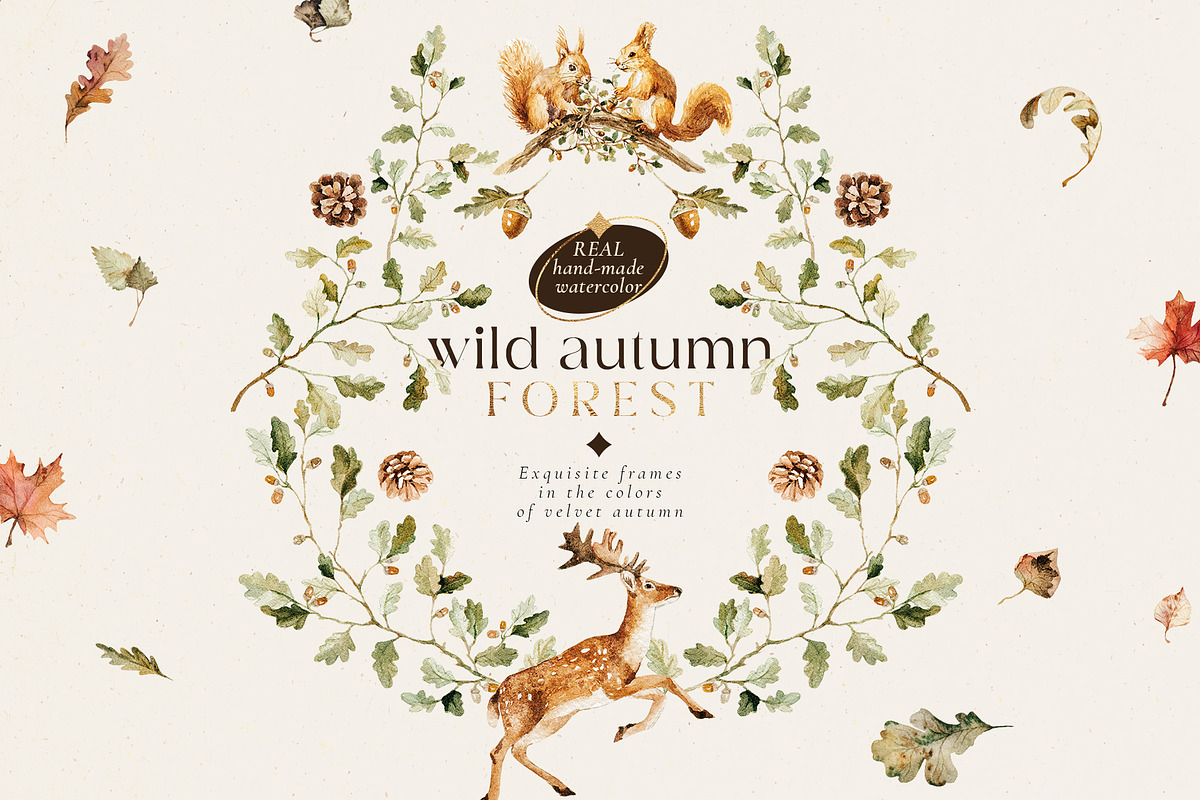 Wild autumn forest - watercolor fall, an Animal Illustration by Pamyatka Shop (Photo 4 of 16)