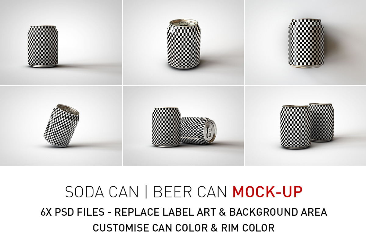 Mini Soda Can | Beer Can Mock-Up V3, a Household Mockup by TSOBG (Photo 2 of 15)