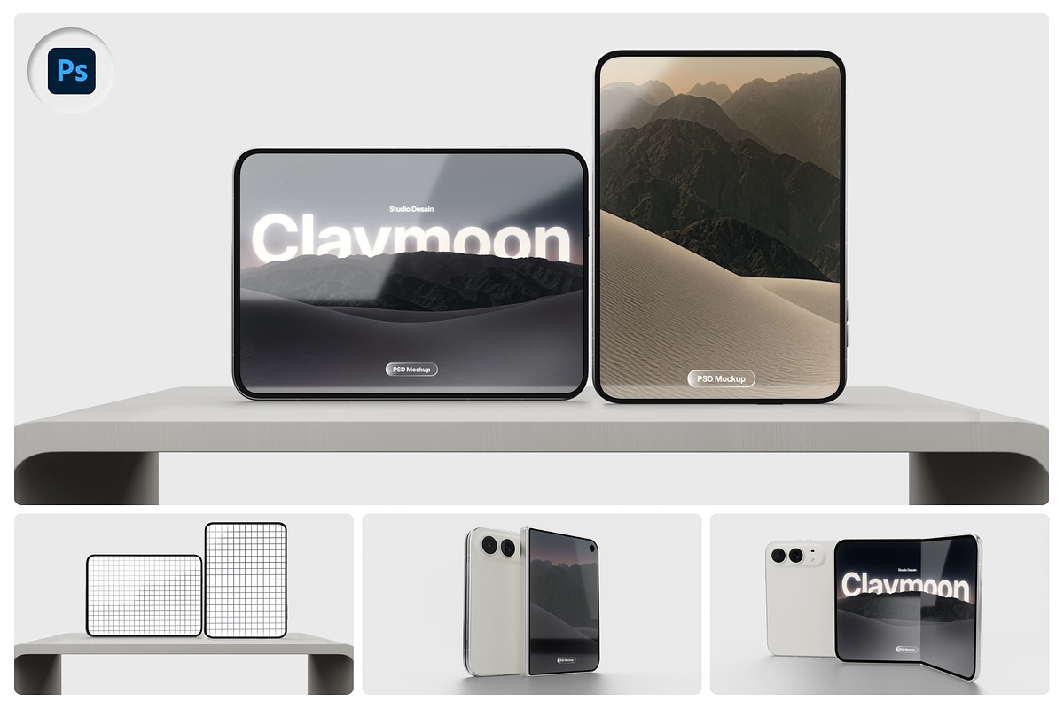 iPhone Duo Foldable Mockup, an iPhone Mockup by Claymoon Lab (Photo 1 of 11)