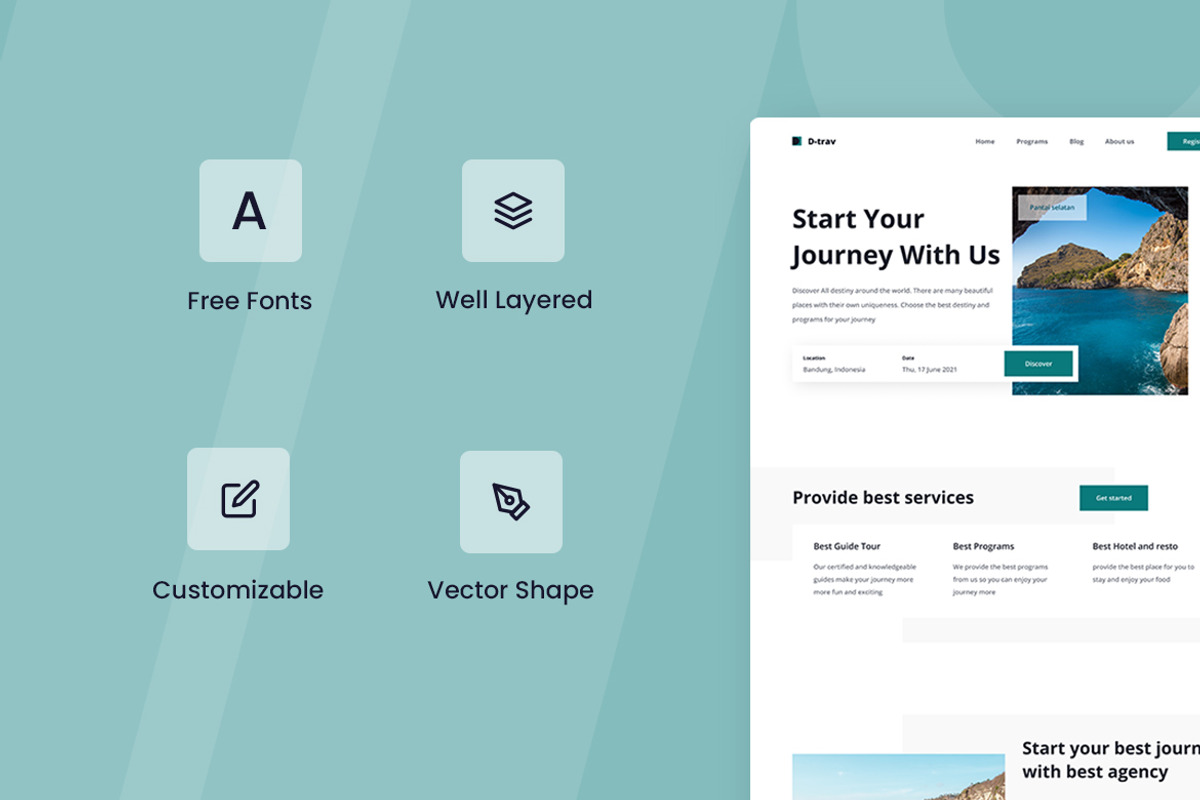 Travel Agency Website UI Kit, a Wireframe Template by INSPR STD (Photo 2 of 6)