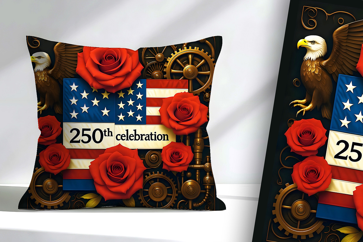 Steampunk Roses Eagle and Flag 250, a Seasonal Illustration by Sharon Schwalbe (Photo 2 of 4)