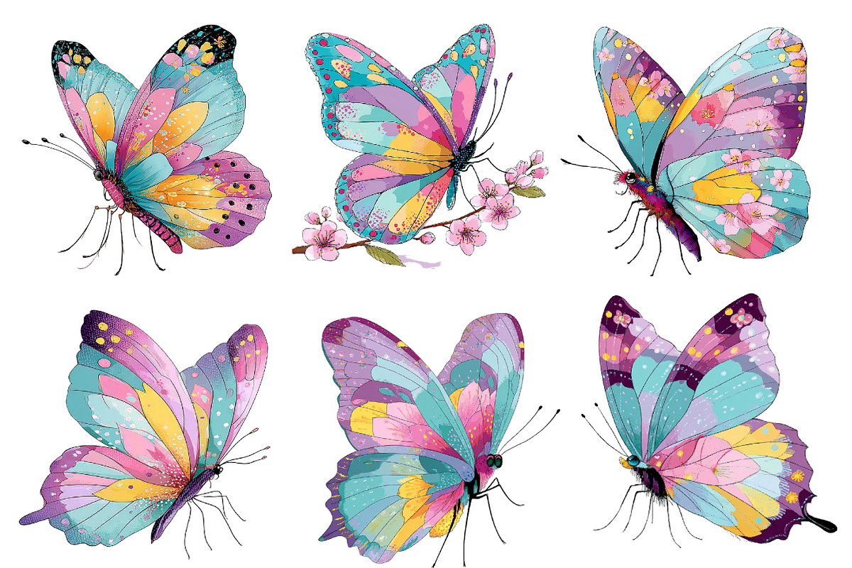 Whimsical Spring Butterfly Clipart, an Illustration by Dream Creation (Photo 3 of 6)