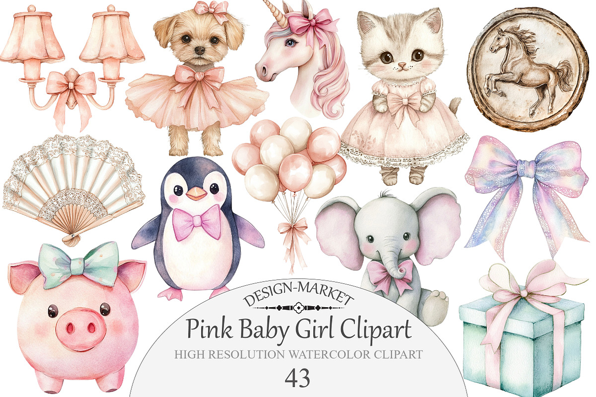 Pink Baby Girl Clipart, an Illustration by Design Market (Photo 1 of 5)