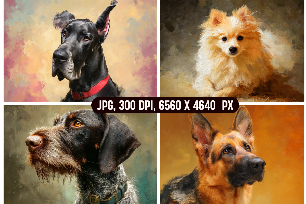 German Dogs Painterly Portraits, an Animal Illustration by PrintHaven Designs (Photo 4 of 11)