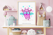 Cute cartoon flying monster. Tshirt., an Animal Illustration by KENO Mascots (Thumbnail 3 of 4)