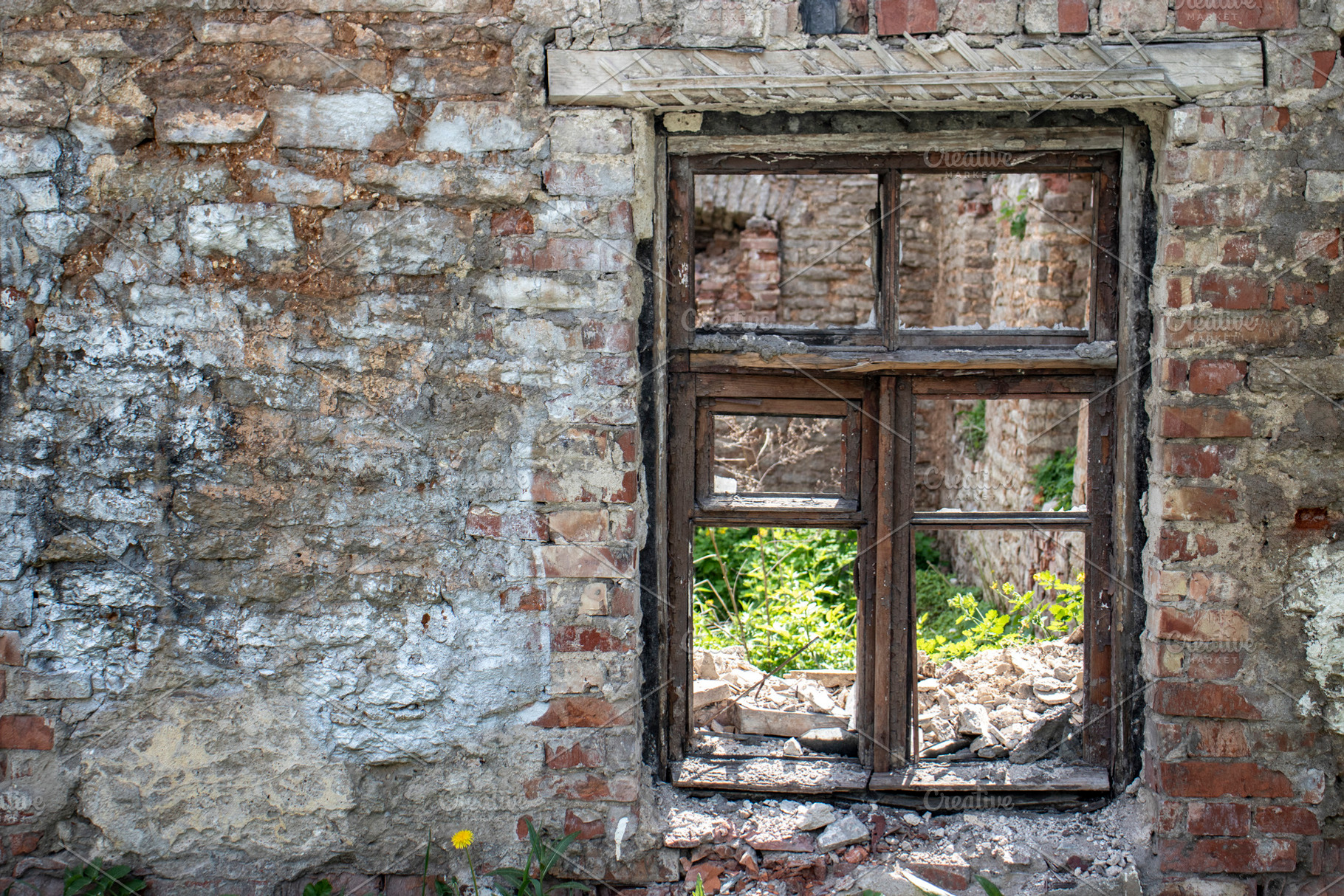 A window without glass on wall, an Architecture Photo by Schreibikus