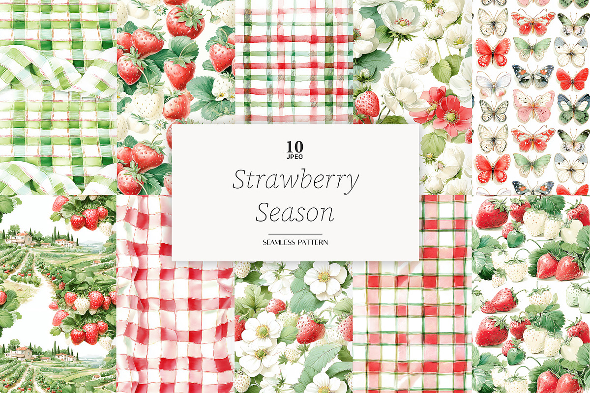 Strawberry Paper Pattern | Berries, a Pattern Graphic by GlamArtZhanna (Photo 1 of 4)