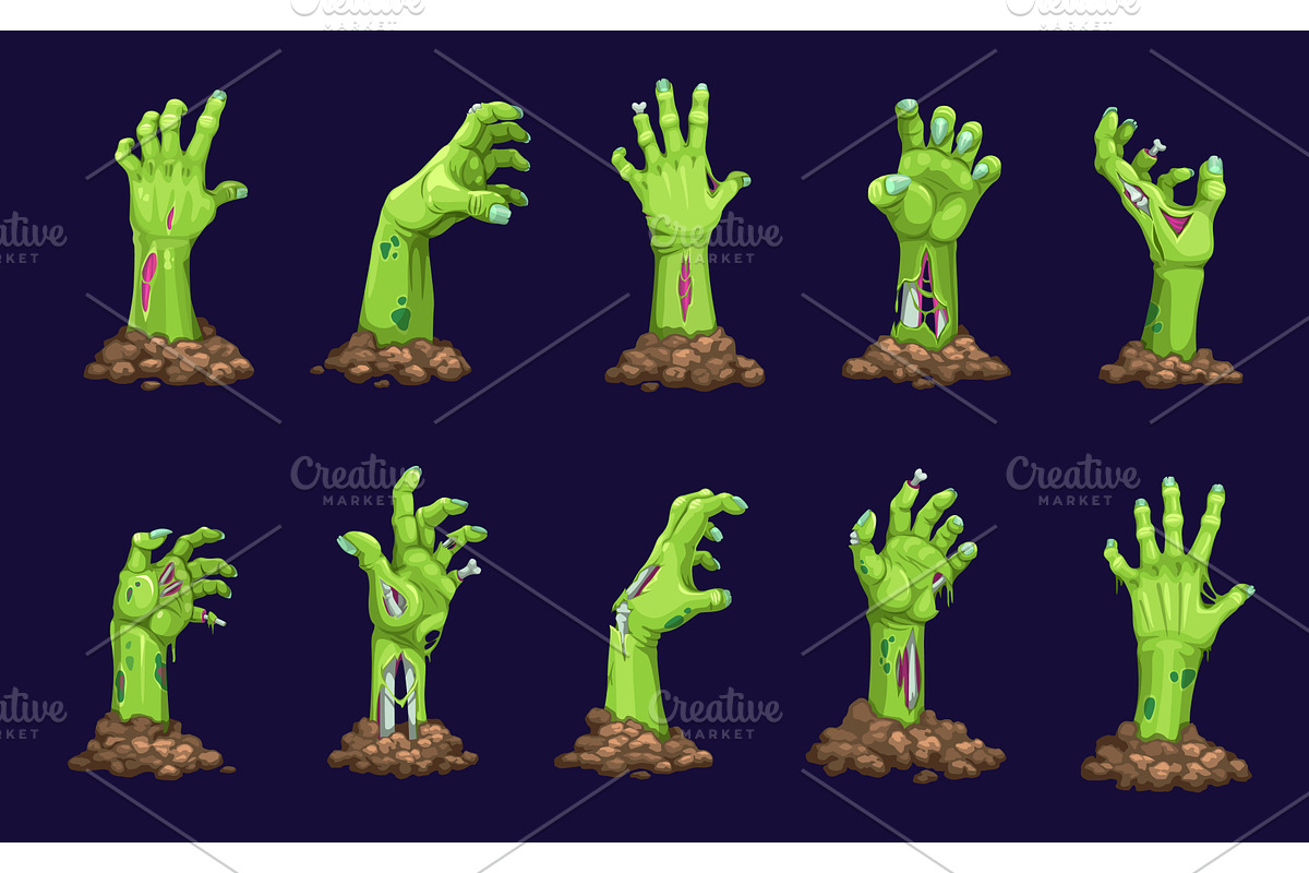 Cartoon zombie hands, an Illustration by Vector Tradition