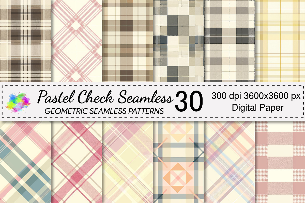 Pastel Check Seamless Pattern Bundle, a Pattern Graphic by Canvas Craft (Photo 1 of 9)