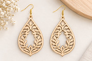 Floral Teardrop Earrings Laser Cut, an Object Graphic by Canvas Craft (Thumbnail 2 of 4)