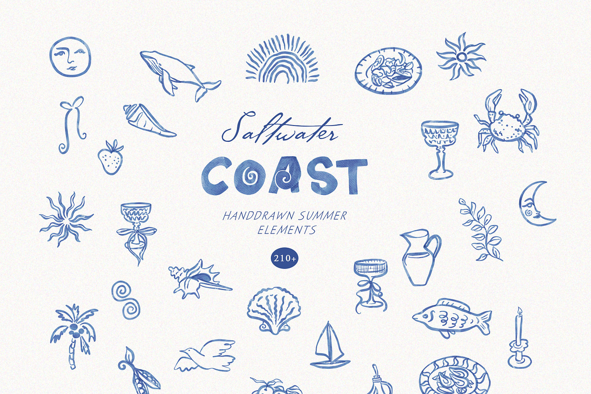 Salwater Coast Blue Icons & Frames, an Illustration by SunnyAfternoons (Photo 5 of 10)