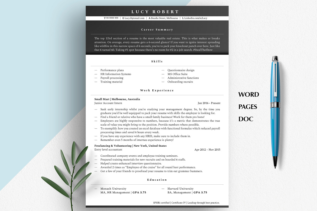 HR Resume Template, HR Resume, a Resume Template by Career Canvas (Photo 2 of 11)