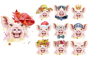 Watercolor pigs, an Animal Illustration by Watercolor fantasy (Thumbnail 7 of 10)