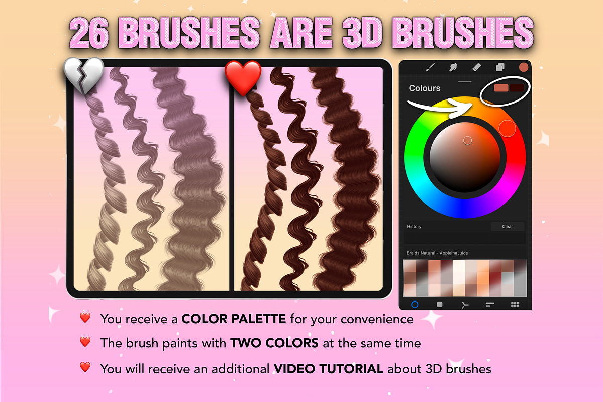 Procreate Curly Hair Brushes, a Brush Add-On by Revabrush (Photo 4 of 8)