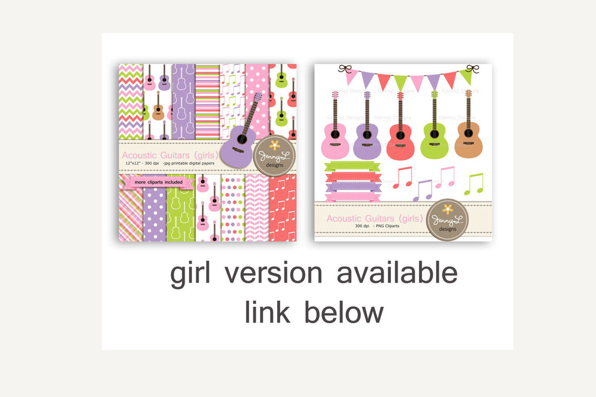 Guitar Boy Digital Paper & Clipart, a Pattern Graphic by JennyL Designs (Photo 5 of 5)
