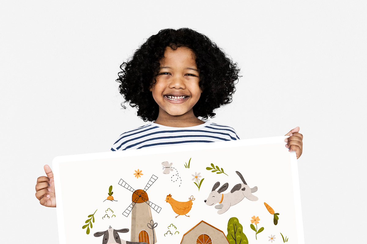 Cute Farm animal clipart and pattern, an Animal Illustration by Daryartsy (Photo 6 of 9)
