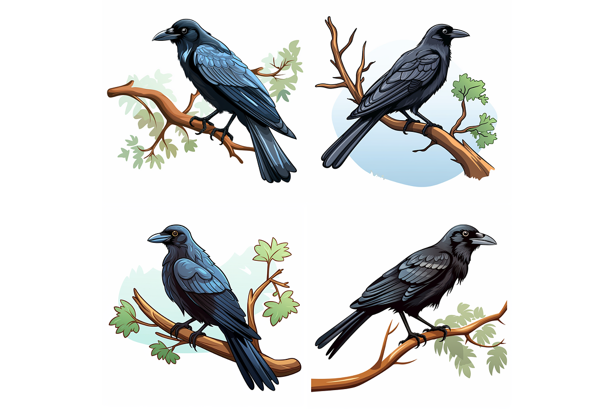 Prompt Midnight Blue Ravens Clipart, a Decorative Illustration by Creative design (Photo 4 of 7)