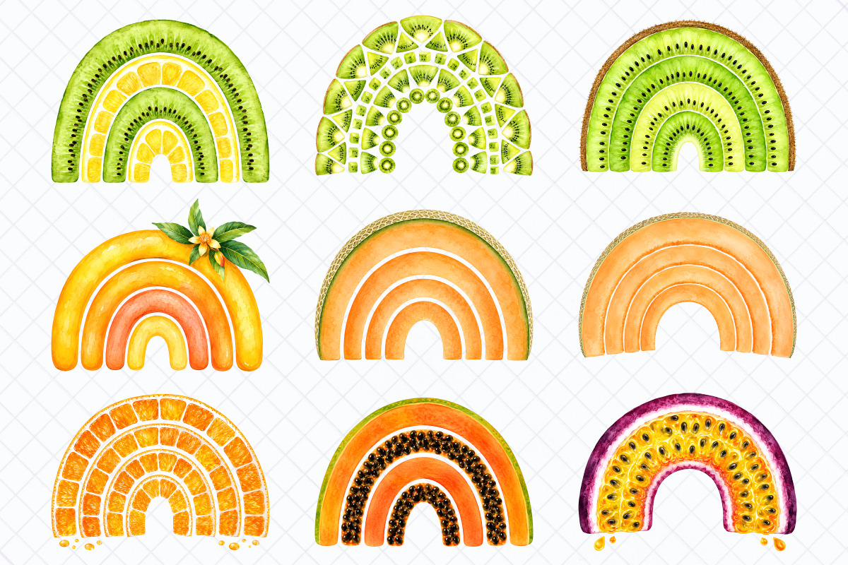Juicy Fruit Rainbows Watercolor PNG, a Food Illustration by Whimsy Brush Studio (Photo 2 of 10)