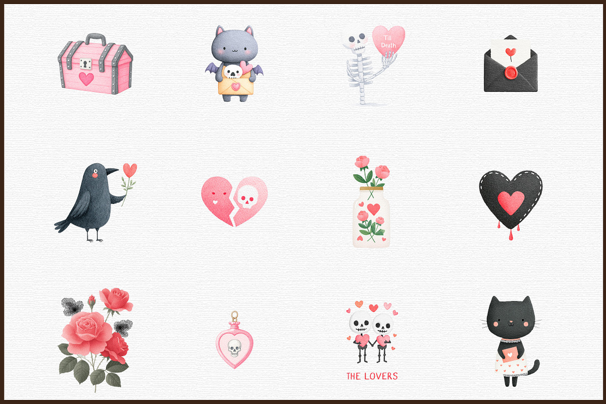 Spooky Gothic Valentine's Day Bundle, an Illustration by Sublimation Artist (Photo 3 of 6)
