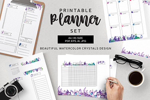 Printable Planner Set With Crystals