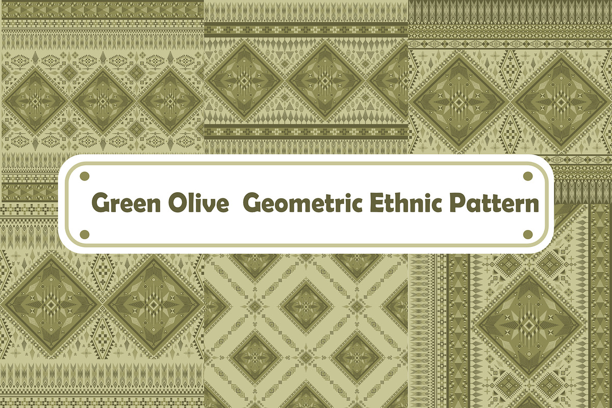 Green Olive Geometric Ethnic pattern, a Pattern Graphic by ThaiByGaew (Photo 1 of 5)