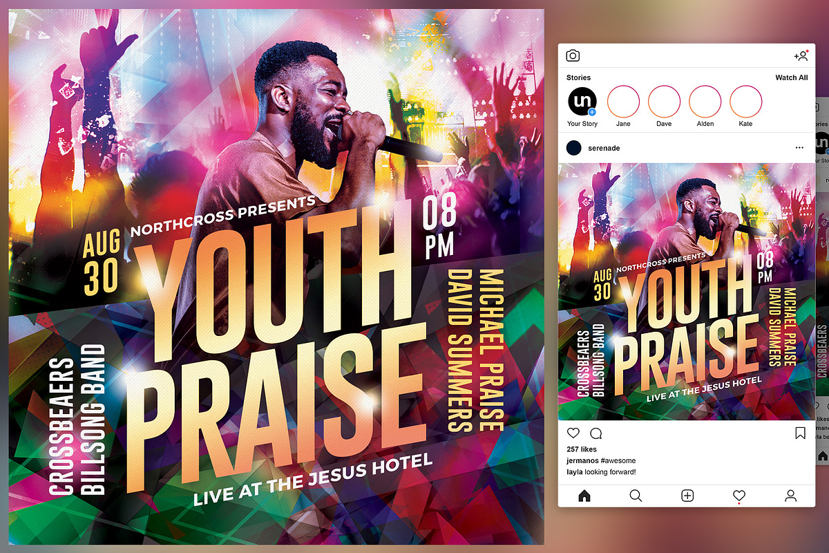 Youth Praise Church Flyer, a Flyer Template by KiraYamato Design Studio