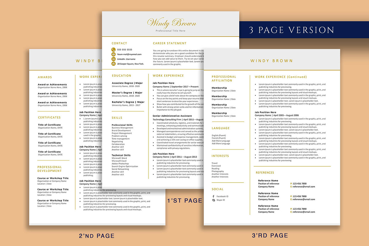 Modern Professional Resume Template, a Resume Template by VictoriousVita (Photo 4 of 8)