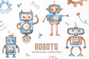 Robots watercolor collection, an Animal Illustration by Marina Ermakova (Thumbnail 1 of 10)
