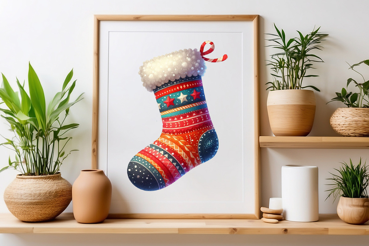 Christmas Stocking Sublimation Clipa, a Seasonal Illustration by Craft Nest (Photo 4 of 5)