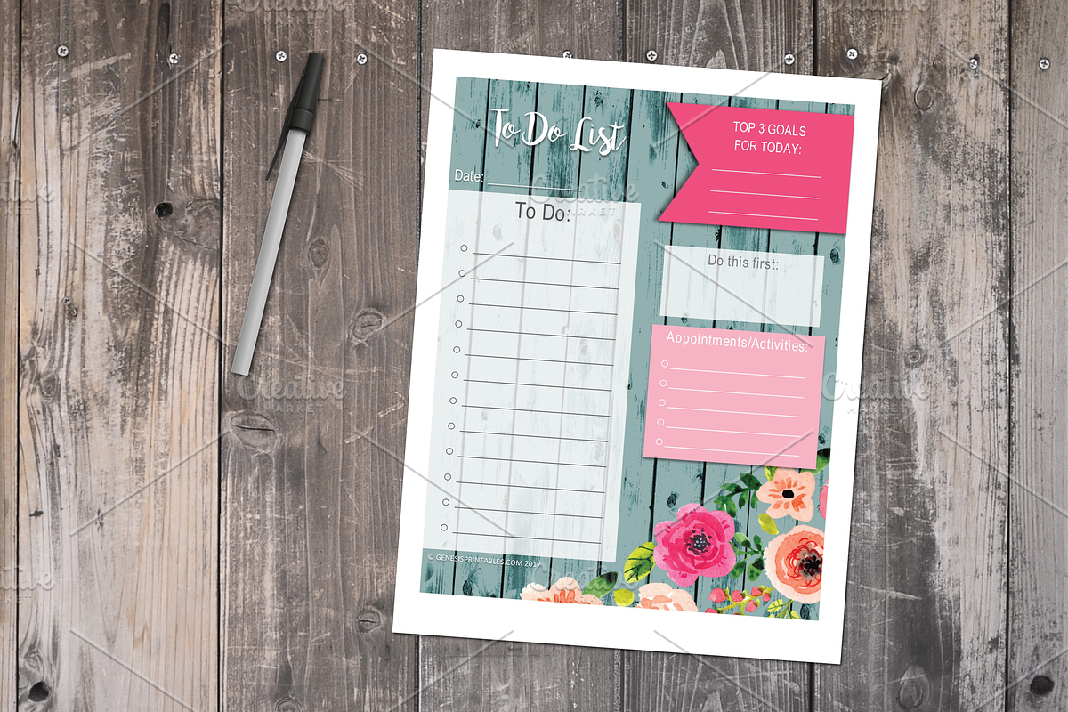 To Do List - Floral Printable, a Stationery Template by Genesis Printables