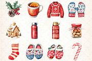 Watercolor Comfort Christmas Clipart, an Illustration by DreamCafeArt (Thumbnail 2 of 5)