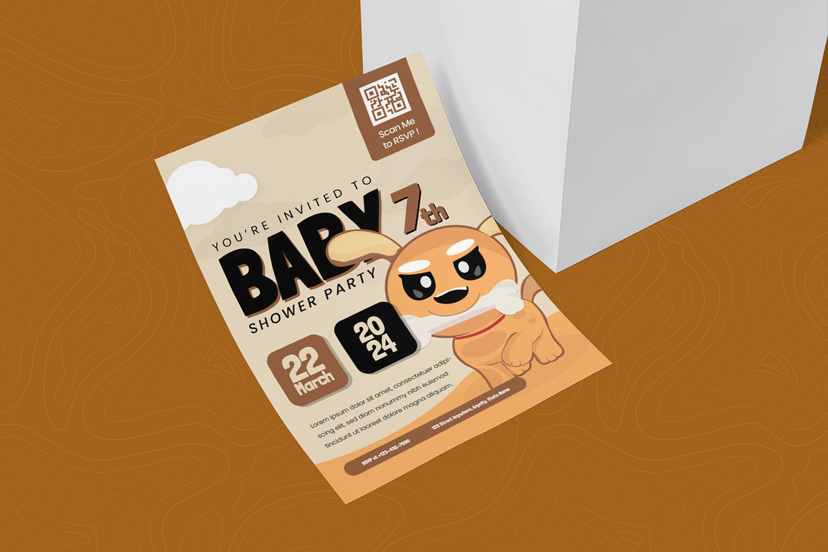 Dog with Bone Baby Shower Invitation, an Invitation Template by Esensifiksi.studio (Photo 2 of 2)