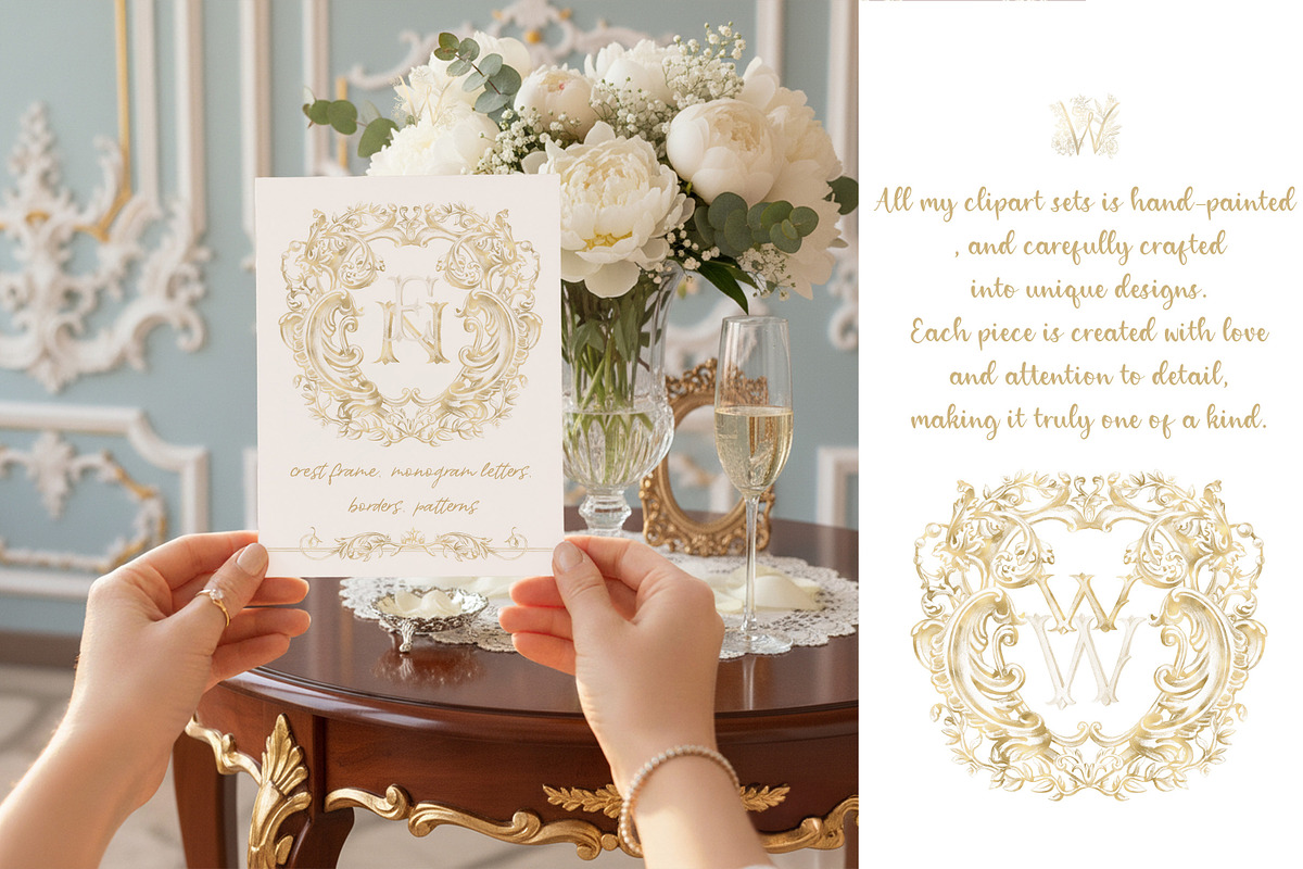 Gold Baroque Crest frame Clipart, a Decorative Illustration by WonderWonder (Photo 7 of 8)