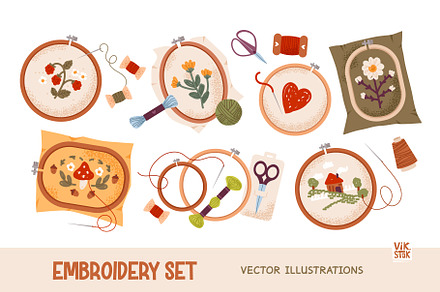 Embroidery tools, a Work Illustration by vik.stock